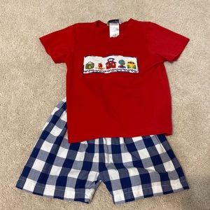 Smockingbird Back to School Smocked Shorts Set